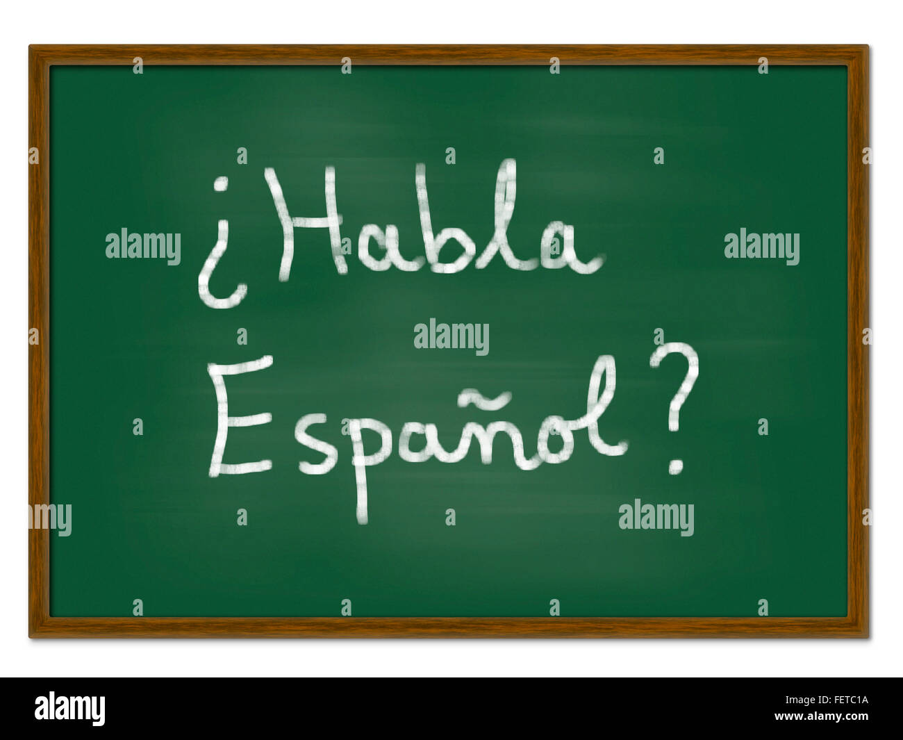 Concetto imparare lo spagnolo, scheda con "Habla Espanol' (si parla spagnolo?) Foto Stock