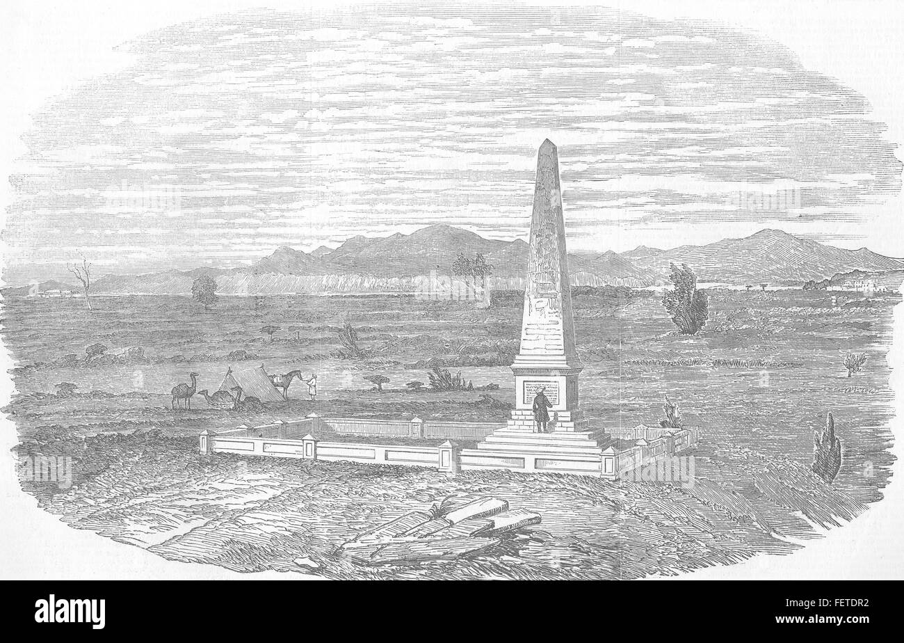 Il pakistan monumento, campo di battaglia e di Chilianwala 1853. Illustrated London News Foto Stock