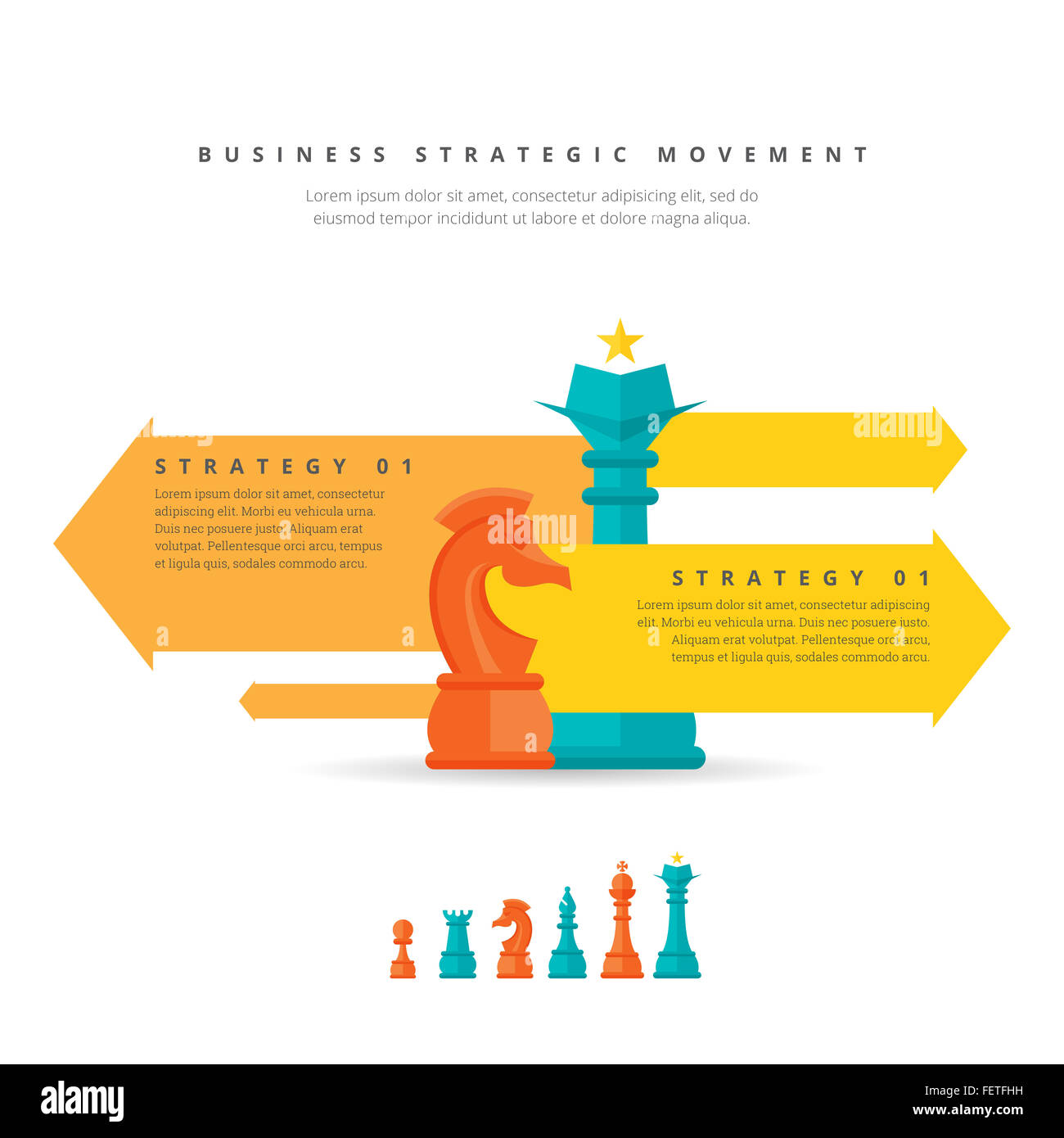 Illustrazione Vettoriale di business strategico concetto di movimento. Foto Stock