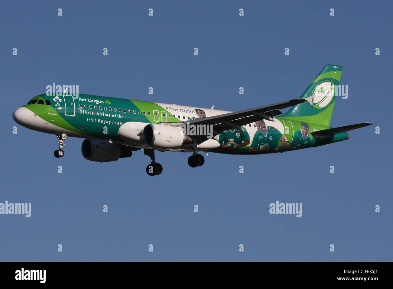 AER LINGUS A320 SPIRITO VERDE DI RUGBY EIRE IRLANDA Foto Stock