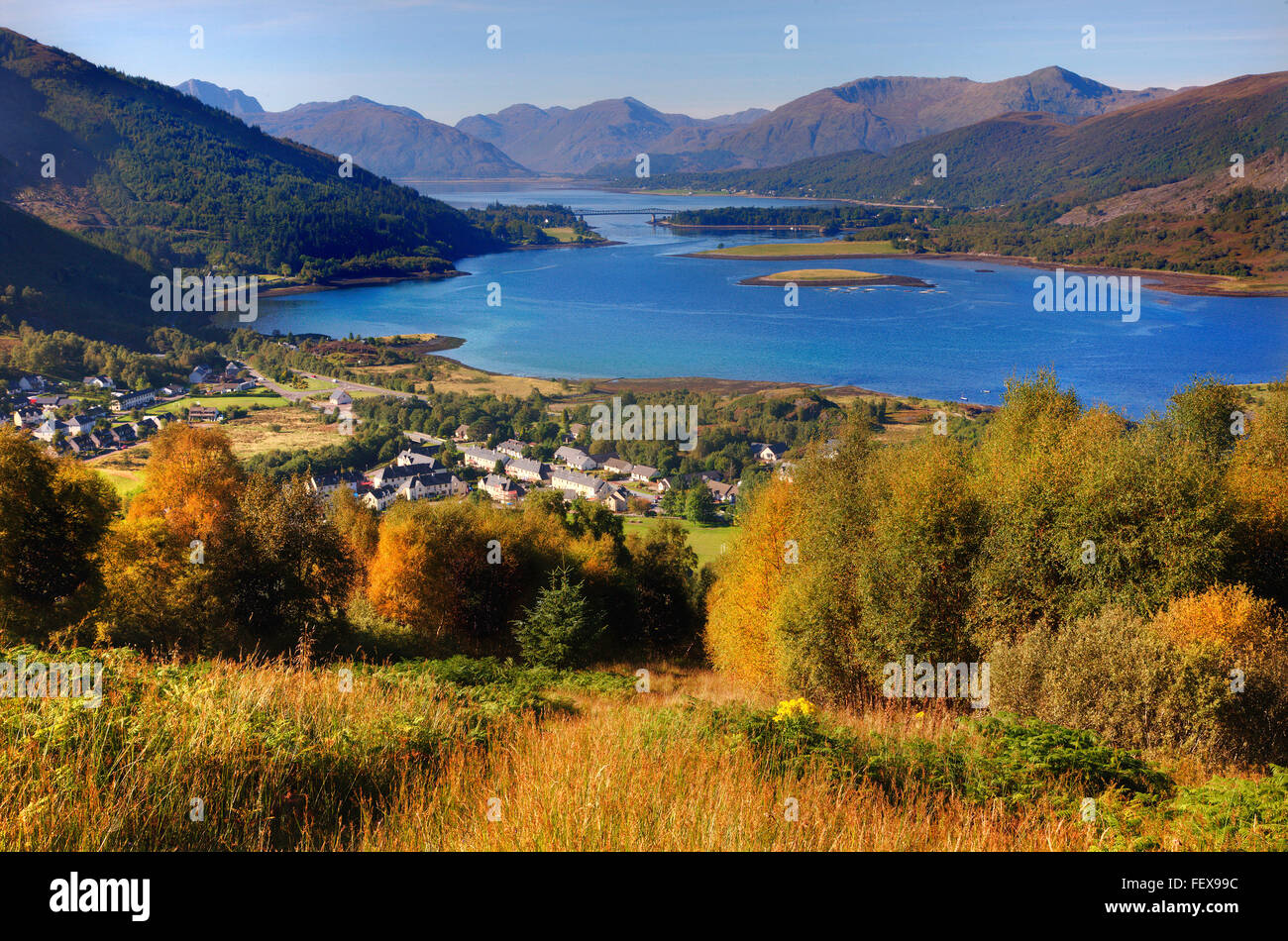 Autunno scena di Ballachulish e Loch Leven, West Highlands. Foto Stock