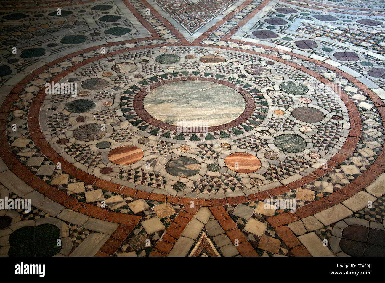 Pavimento a mosaico del Ca' d'Oro Canal Grande Venezia Italia Foto Stock