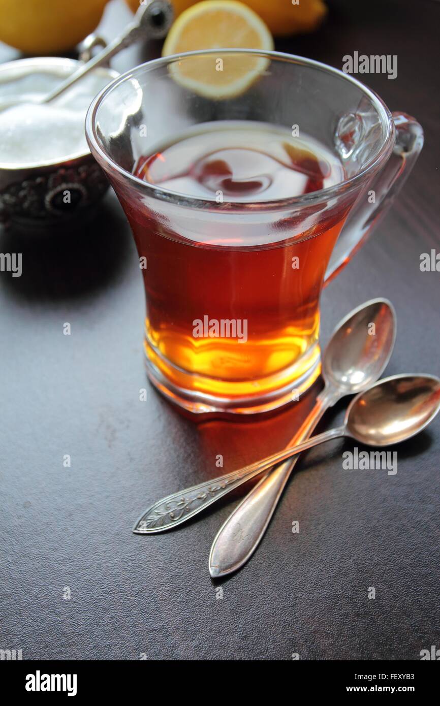Tazza di tè. Il tè caldo per le fredde giornate invernali Foto Stock