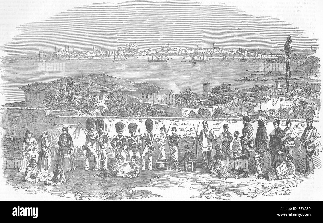 La Turchia Uskudar guardie del piede si accamparono a Uskudar 1854. Illustrated London News Foto Stock