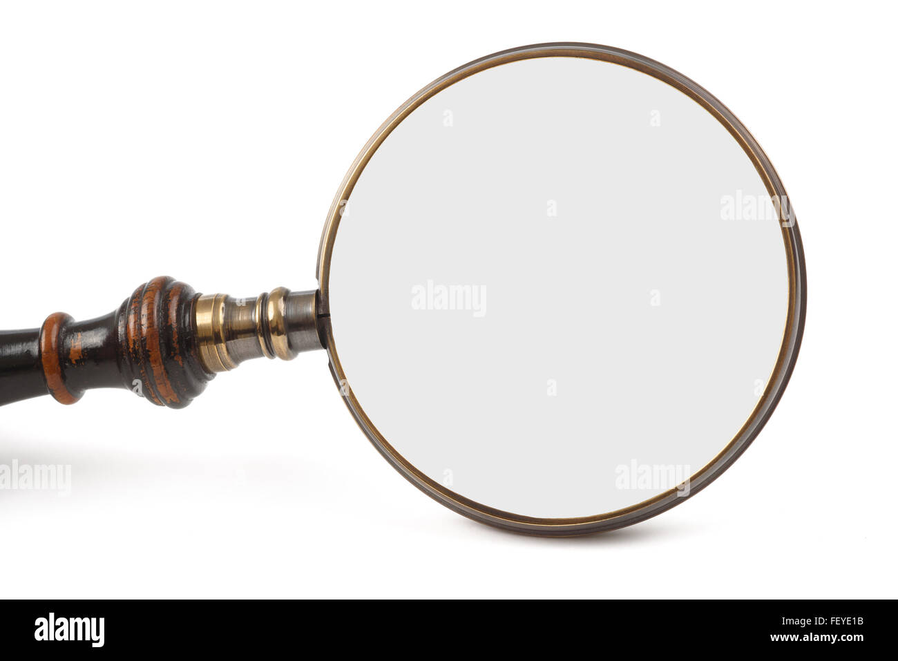 Vintage lente di ingrandimento isolati su sfondo bianco Foto Stock