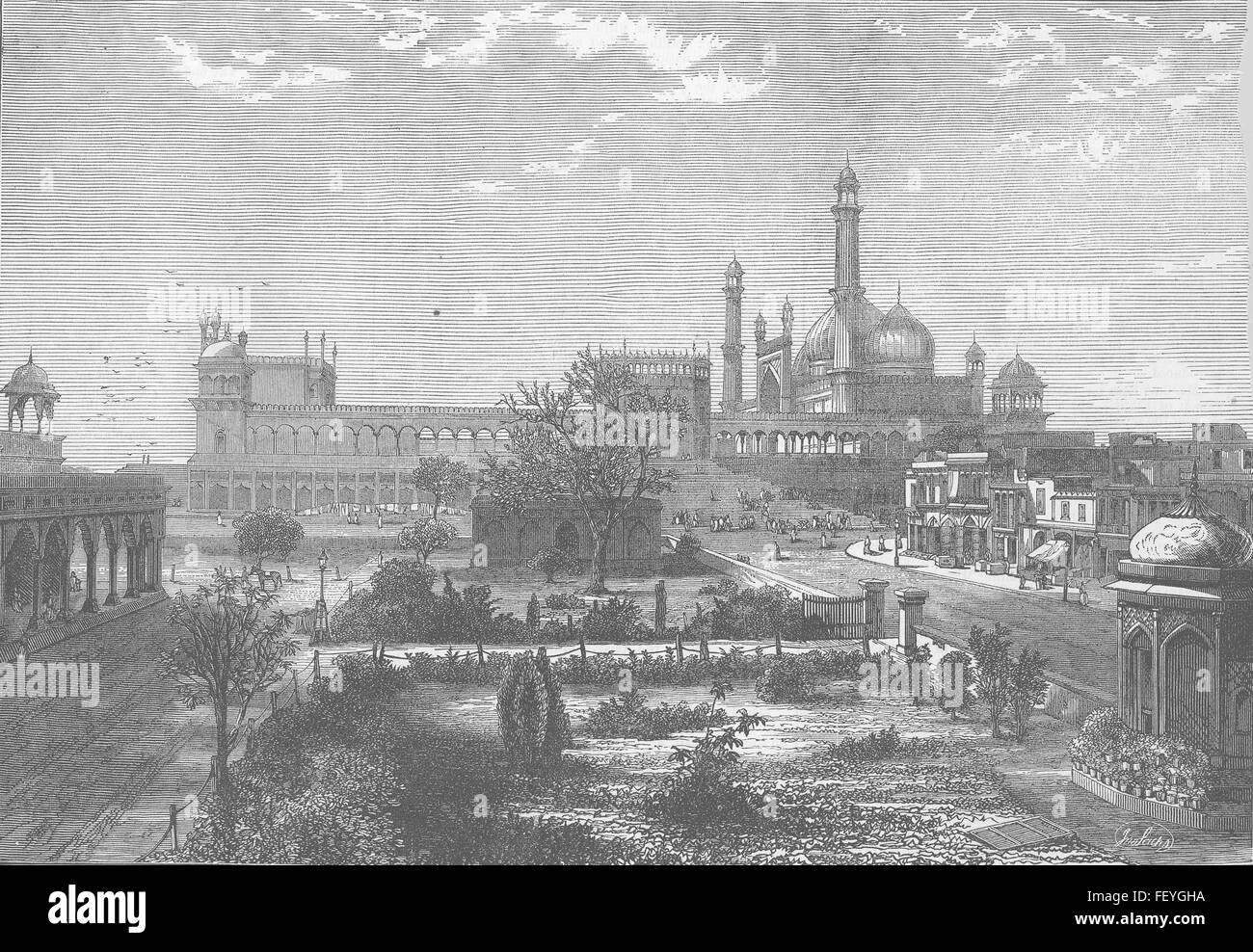 INDIA Jumma Masjid, Delhi 1876. Illustrated London News Foto Stock
