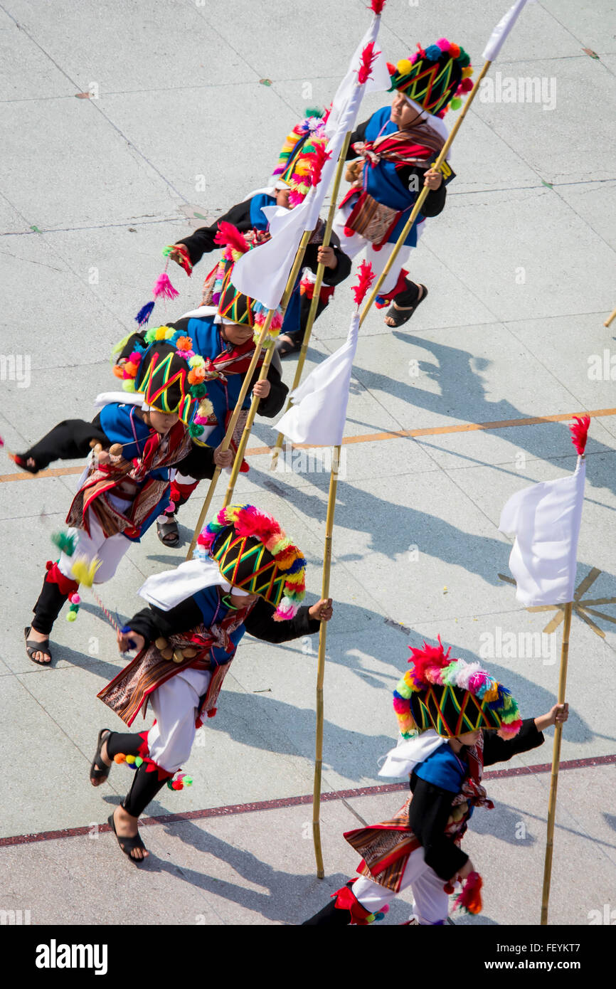 Peruviano danza folcloristica. Festival internazionale di danze popolari El Buen Pastor Scuola, comune di Los Olivos, Lima, Peru Foto Stock
