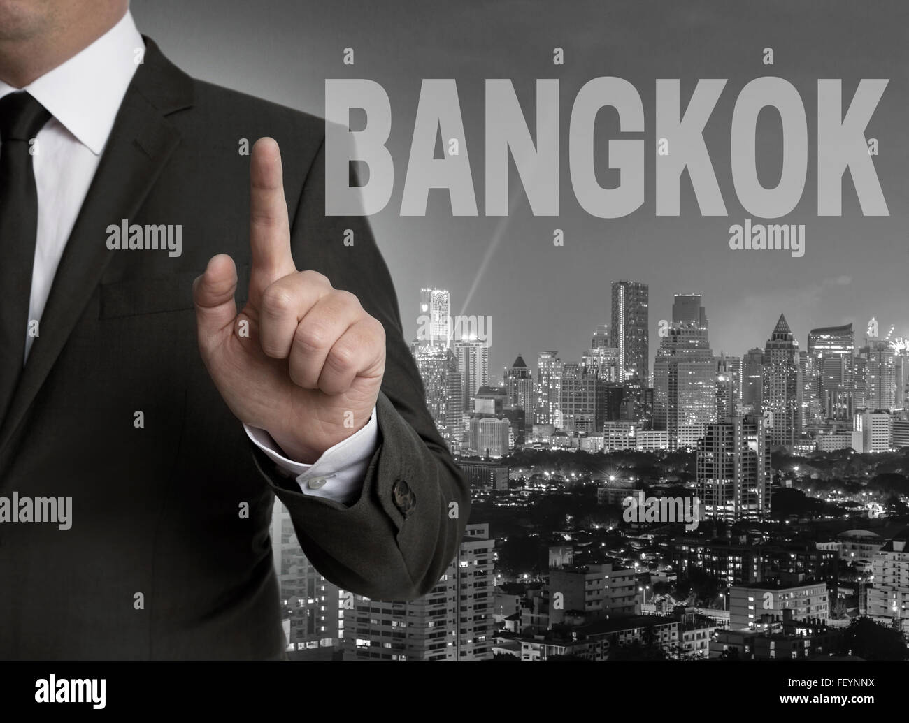 Bangkok skyline notturno panorama. Foto Stock