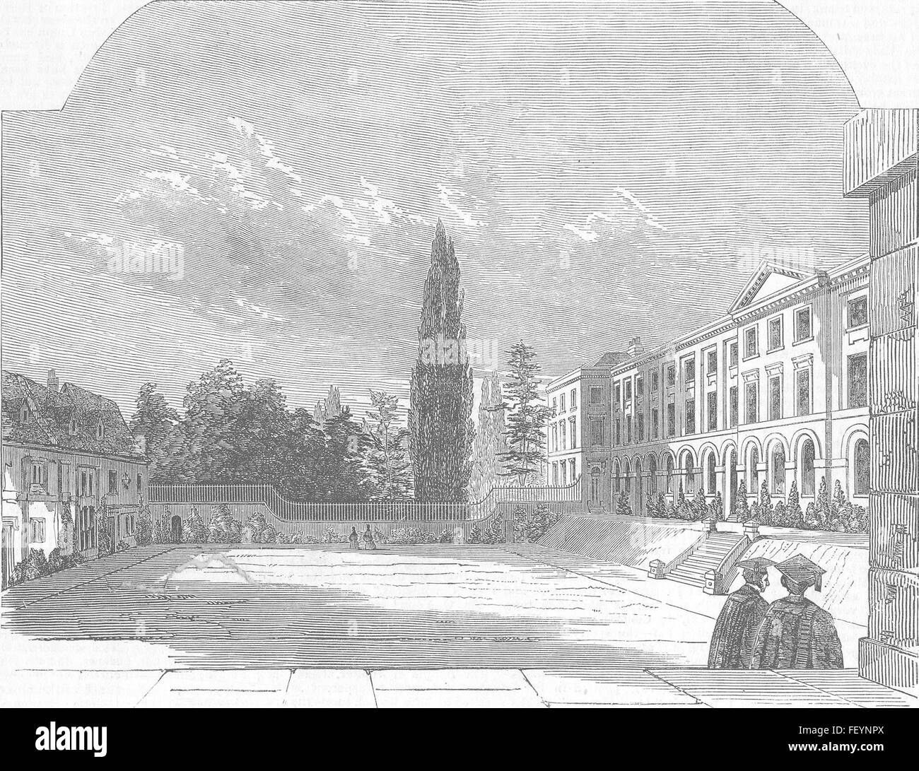 OXON Worcester College Quad, Oxford 1853. Illustrated London News Foto Stock