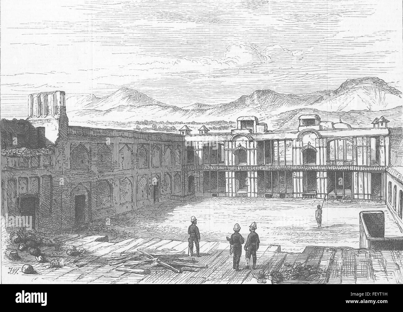 In Afghanistan la guerra afgana British Residency, Kabul 1879. Illustrated London News Foto Stock
