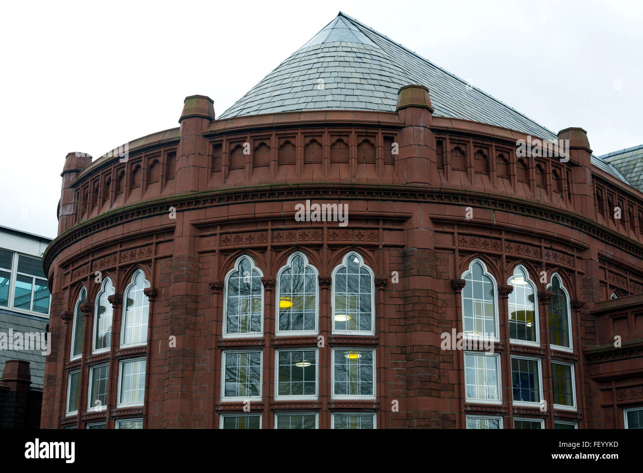 Green Lane Masjid dettaglio edificio, ex-biblioteca e bagni, Small Heath, Birmingham, Regno Unito Foto Stock