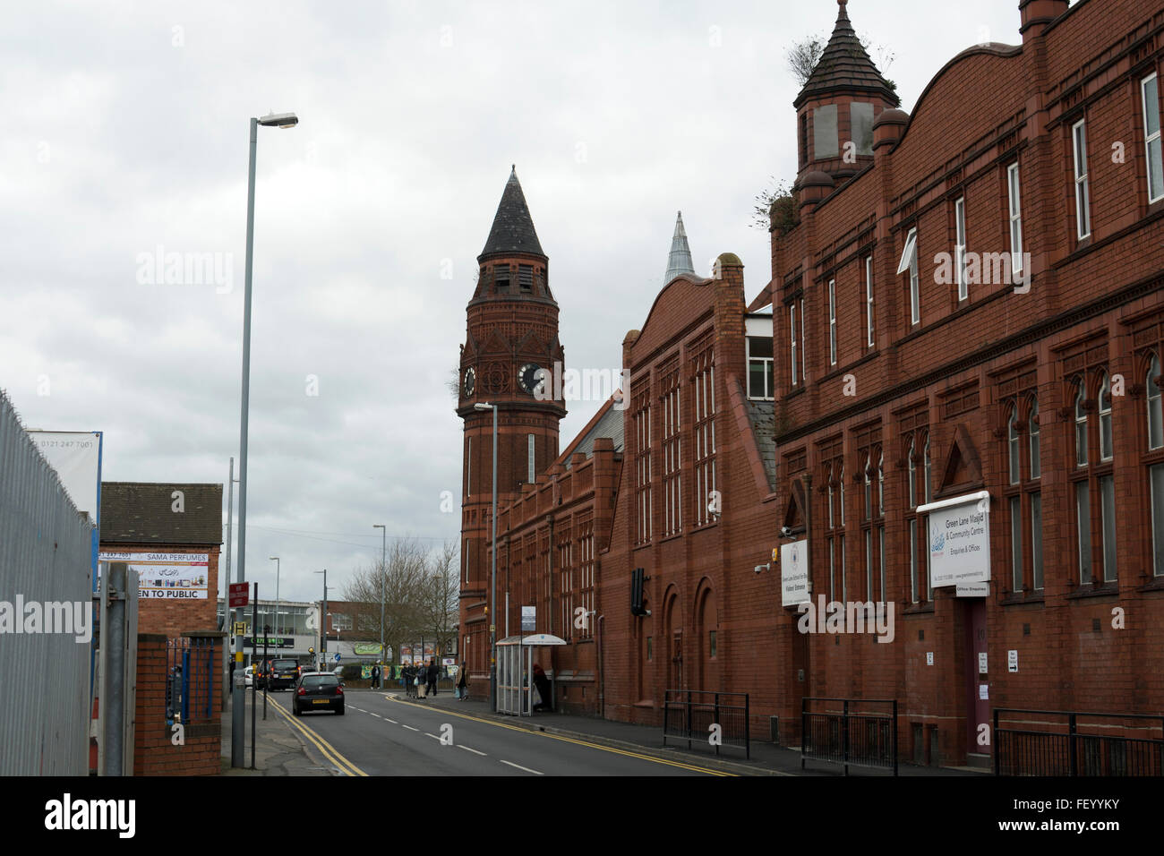 Green Lane Masjid, ex-biblioteca e bagni, Small Heath, Birmingham, Regno Unito Foto Stock