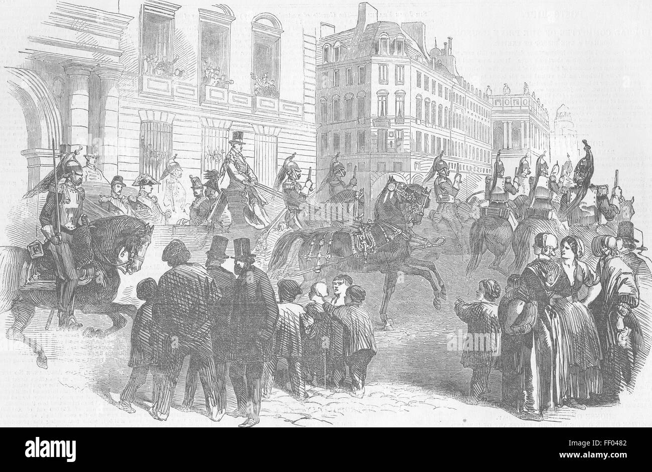 Francia Louis Napoleon visitando la guarnigione di Parigi 1850. Illustrated London News Foto Stock