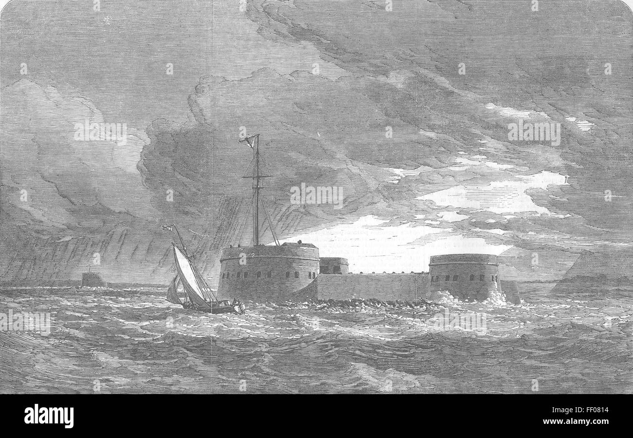 RUSSIA Guerra di Crimea Fort Pietro il Grande-85 pistole 1854. Illustrated London News Foto Stock