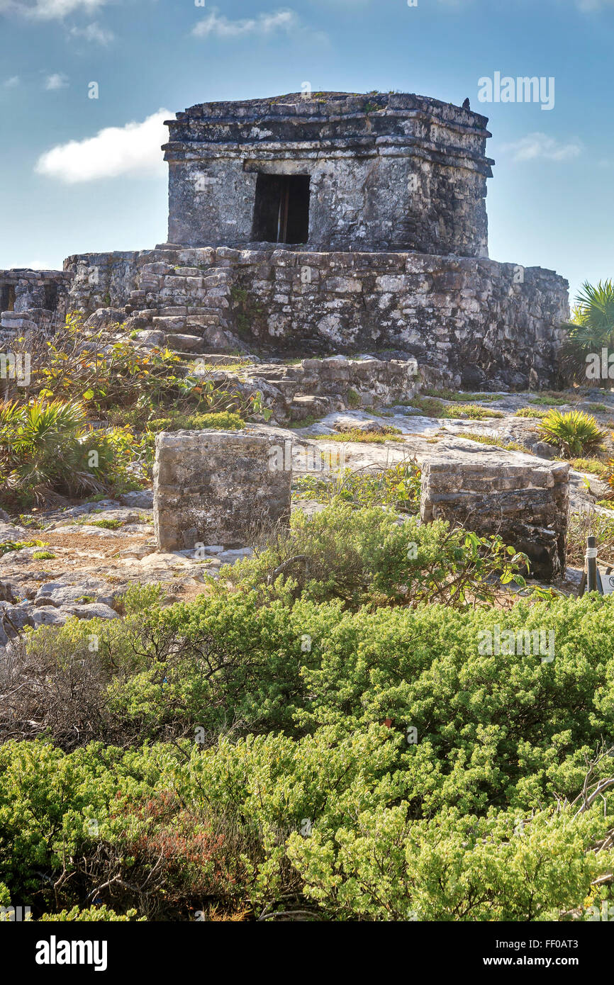 Dio dei venti Tempio Tulum Messico Foto Stock