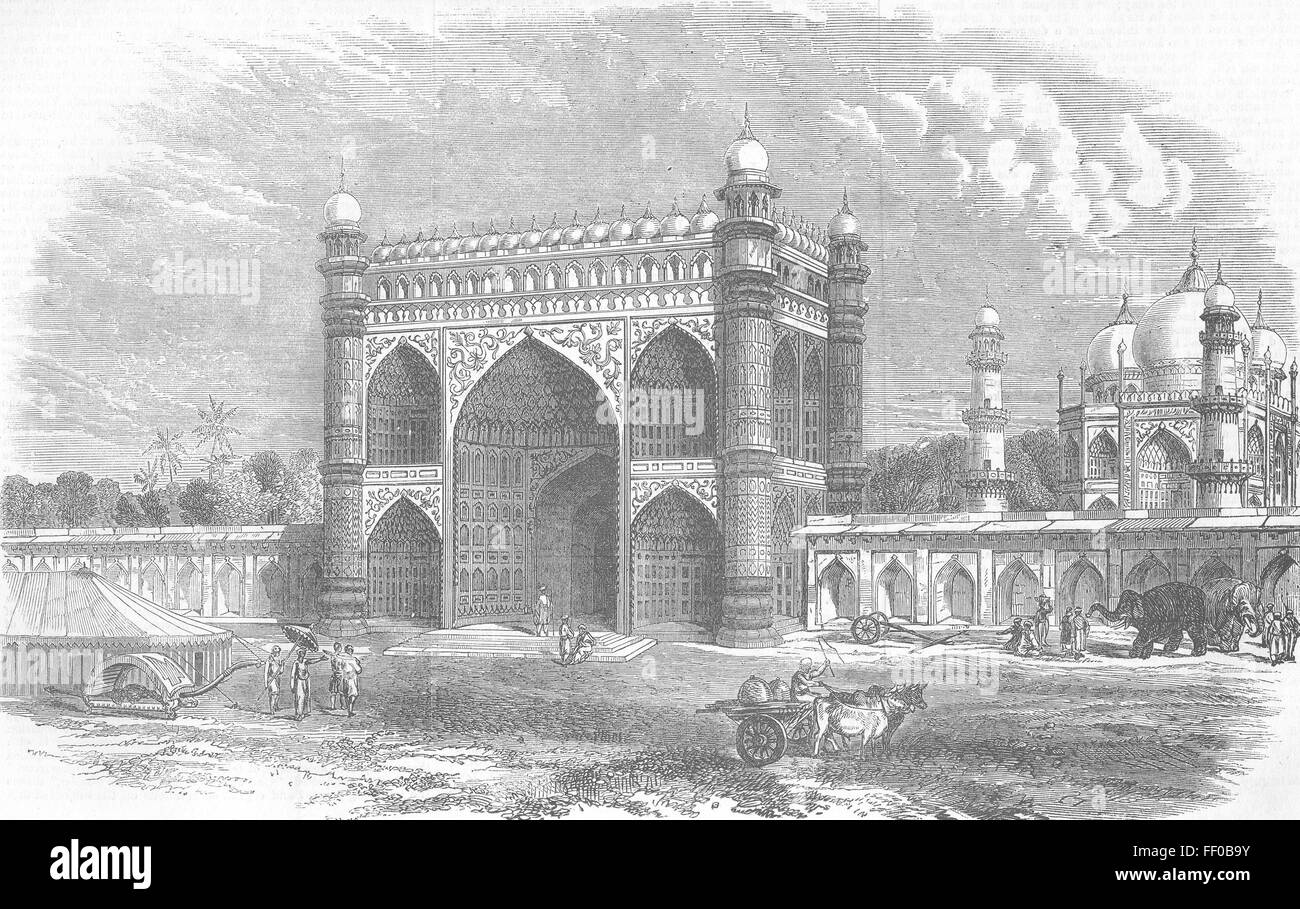 INDIA ammutinamento di gateway di ingresso al Taj Mahal, Agra 1857. Illustrated London News Foto Stock