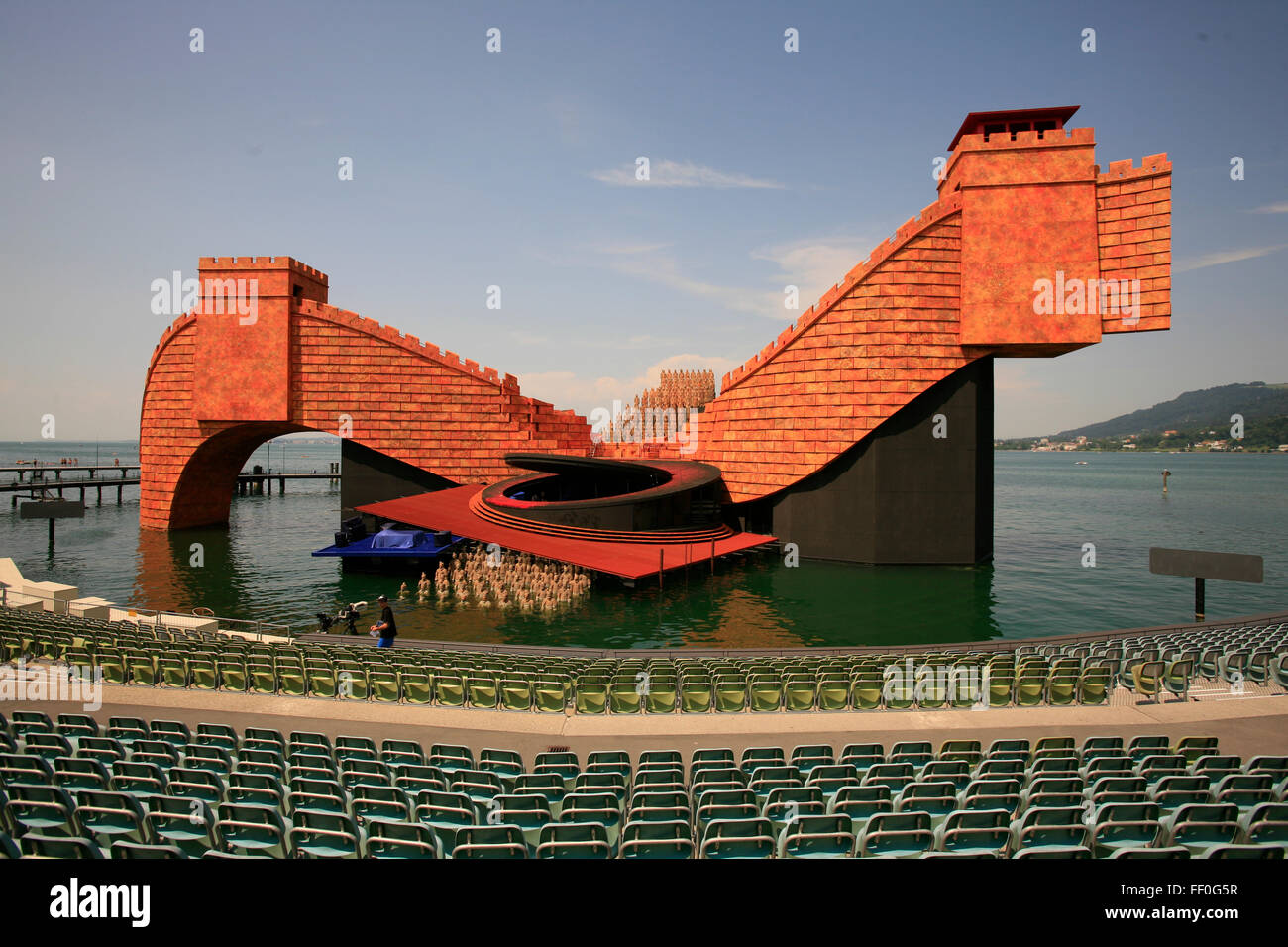 Opera Turandot sul palco galleggiante, il lago di Costanza, Bregenz, Austria Foto Stock