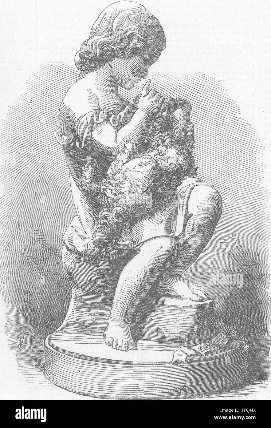 I bambini vanno a dormire! Statua in marmo cane 1862. Illustrated London News Foto Stock
