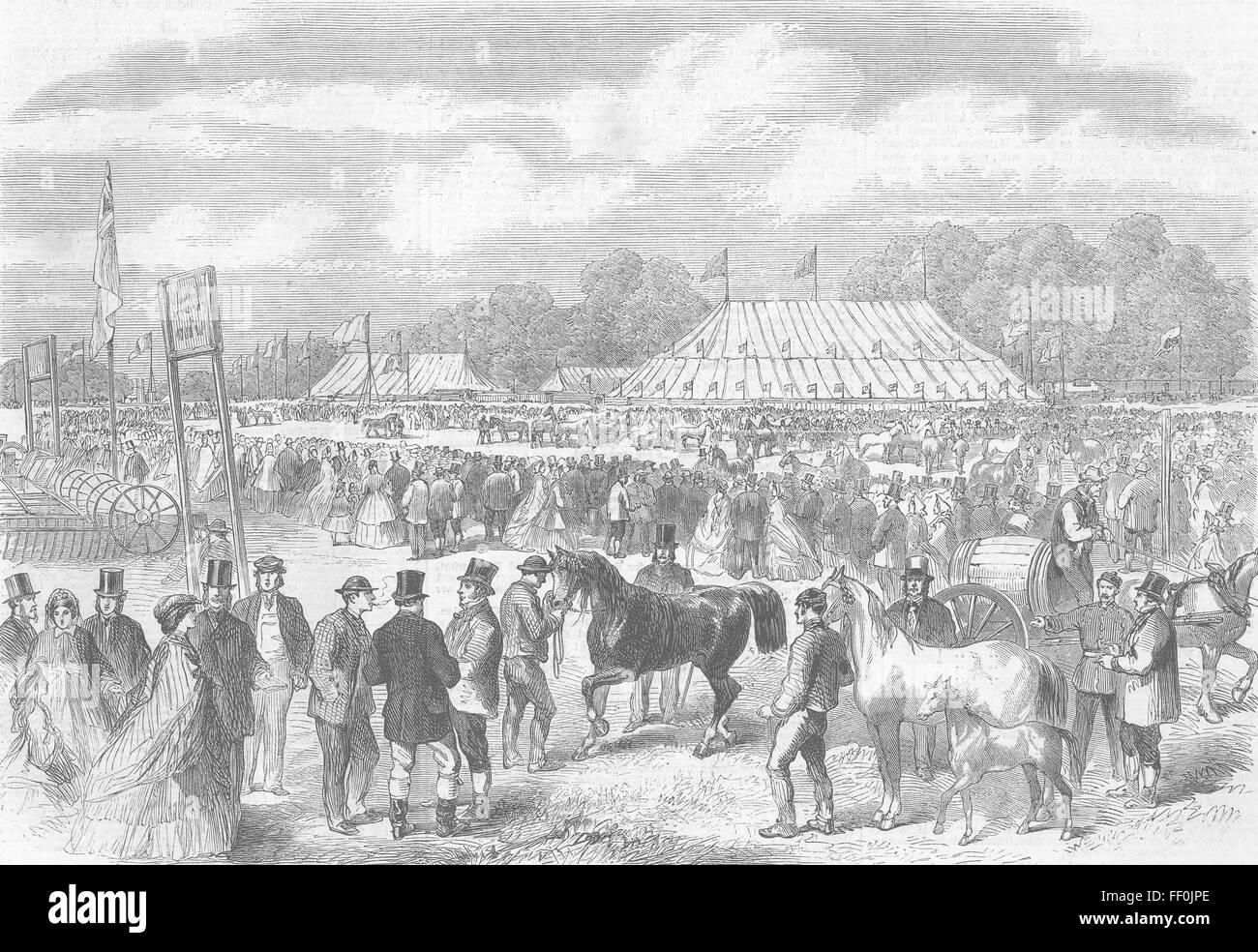 NORTHANTS agricoltori mostrano, Burghley Park, nr Stamford 1862. Illustrated London News Foto Stock