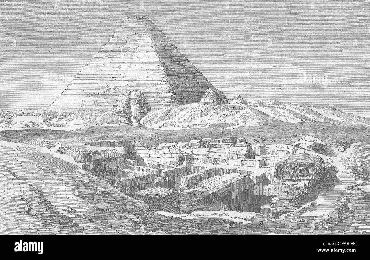 Egitto Gt Pyramind Sphinx, Giza & scavi 1862. Illustrated London News Foto Stock