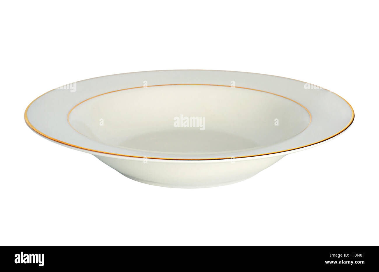 Vuoto piastra in ceramica per primi piatti isolati su sfondo bianco Foto Stock