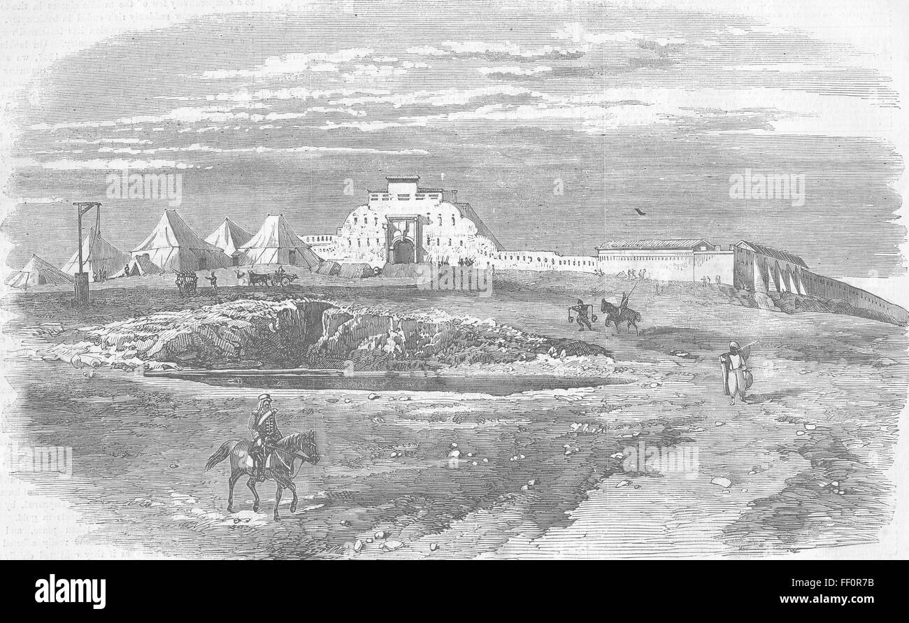 INDIA indiano di ammutinamento il Mhow Fort 1858. Illustrated London News Foto Stock