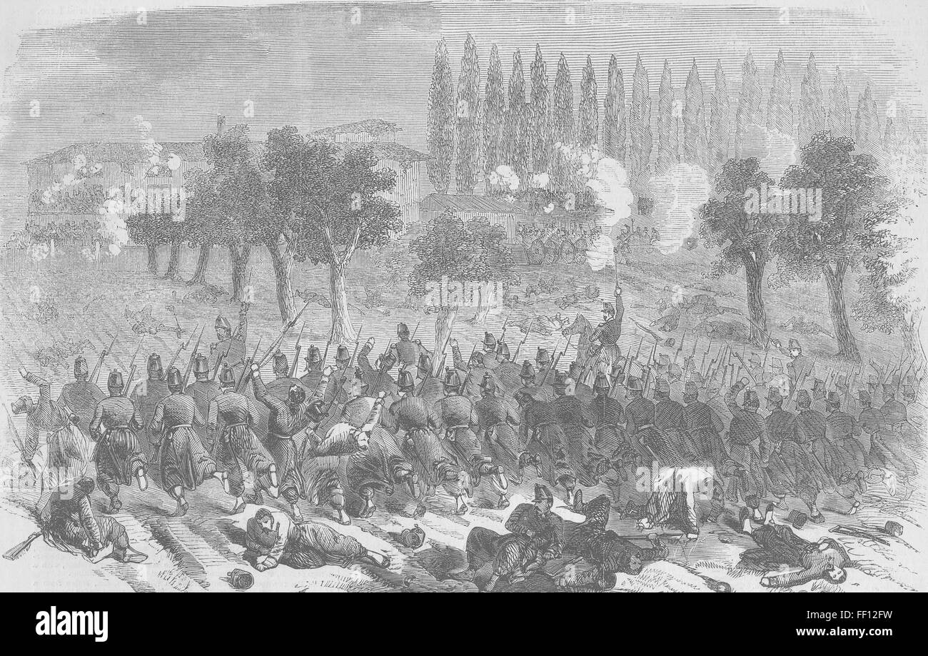 Italia battaglia di Solferino-assault San Martino 1859. Tempi illustrato Foto Stock