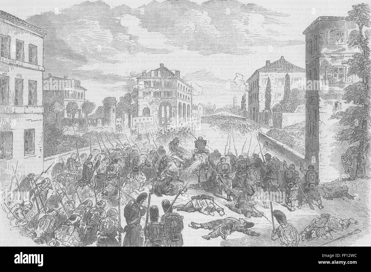 In Italia le truppe francesi Ponte-Nuovo attacco di magenta 1859. Tempi illustrato Foto Stock