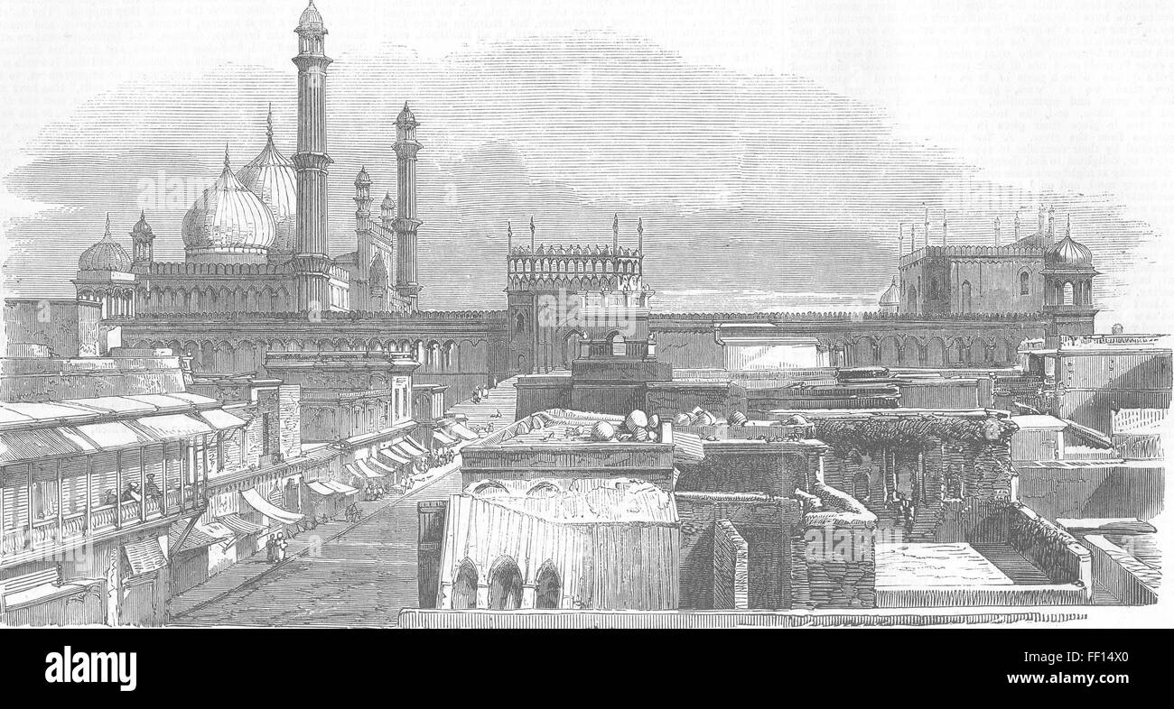 INDIA Mutiny Jama Masjid di Delhi 1857. Illustrated London News Foto Stock