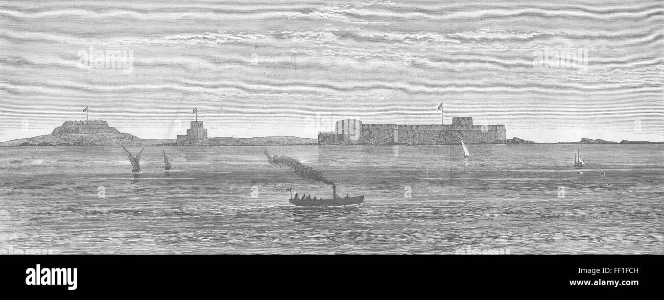 In Egitto la guerra Ft Telegraph & Bourg, Aboukir Bay 1882. Illustrated London News Foto Stock