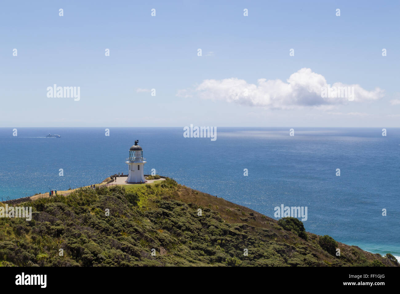 Fotografia del faro di Cape Reinga sull'Isola del nord della Nuova Zelanda. Foto Stock