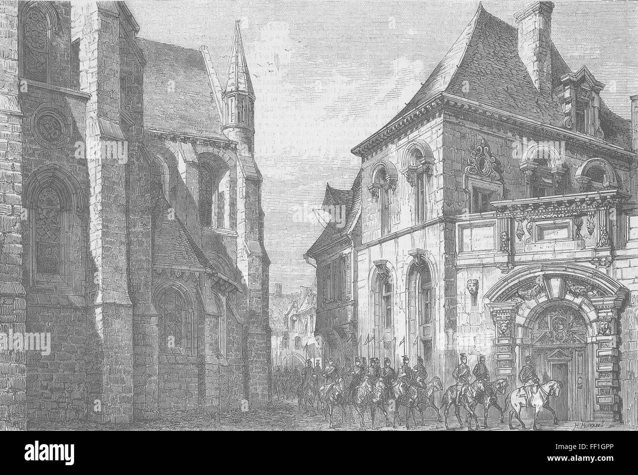 Francia Hotel Dames e chiesa di St Mary, Dijon 1870. Illustrated London News Foto Stock