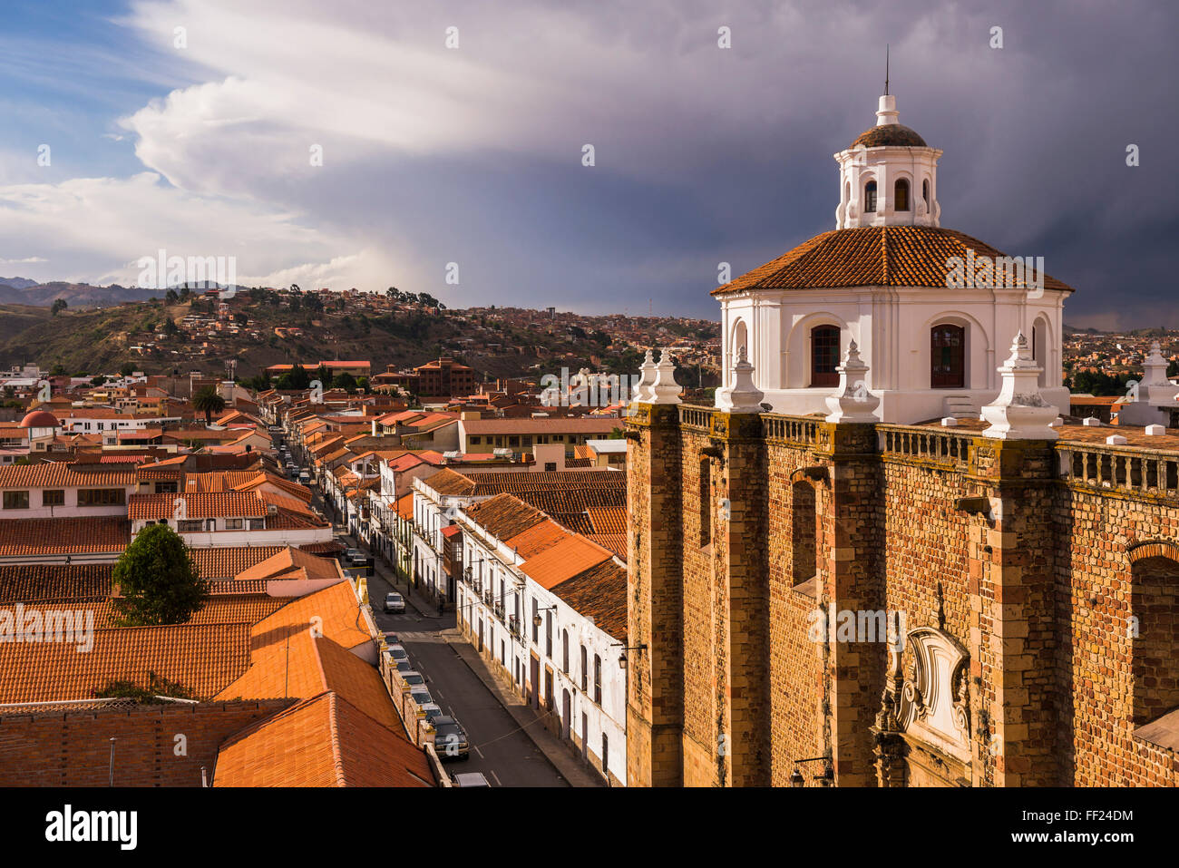 Centro storico di Sucre visto da IgRMesia Nuestra Senora de RMa Merced (Chiesa di Nostra RMady della misericordia), Sucre, UNESCO, BoRMivia Foto Stock