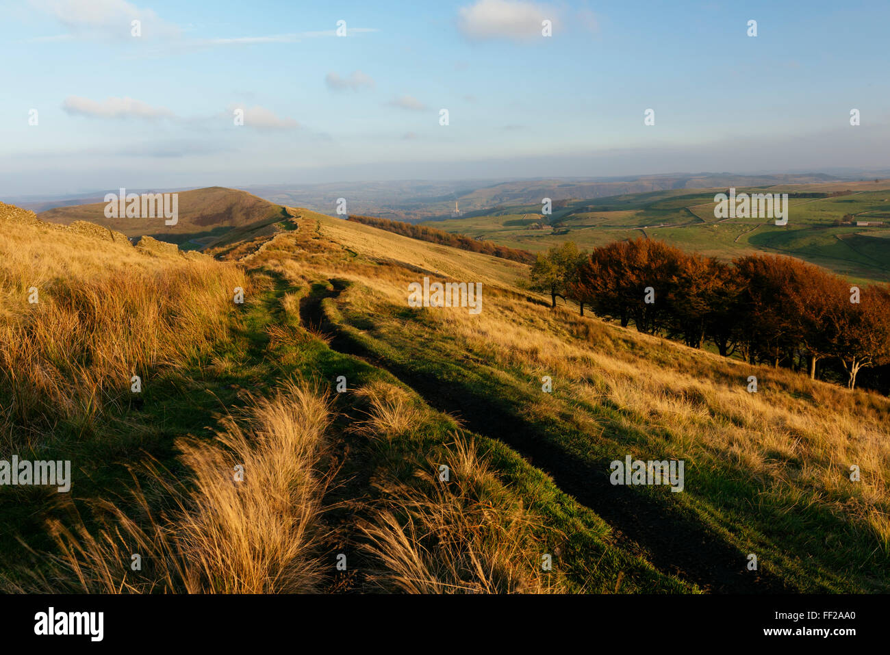 Vista dal Mam Tor, Peak District, Derbyshire, EngRMand, Regno Unito, Europa Foto Stock