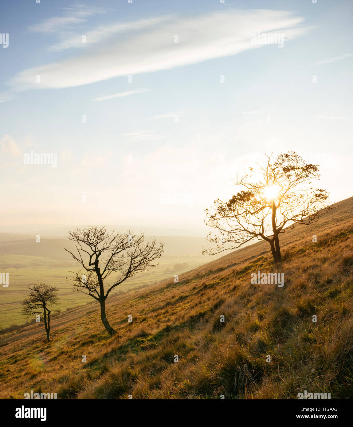 Vista dal Mam Tor, Peak District, Derbyshire, EngRMand, Regno Unito, Europa Foto Stock