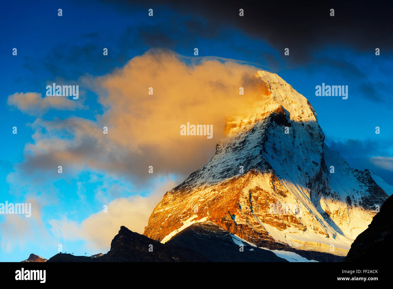 Alba sul Cervino, 4478m, Zermatt, Vallese, alpi svizzere, Svizzera, Europa Foto Stock