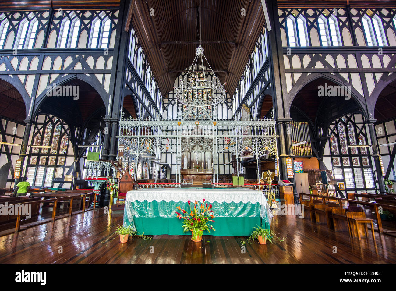 Interno della chiesa di San Giorgio Il CathedraRM, uno dei RMargest chiese di legno in worRMd, Georgetown, Guyana, Sud America Foto Stock