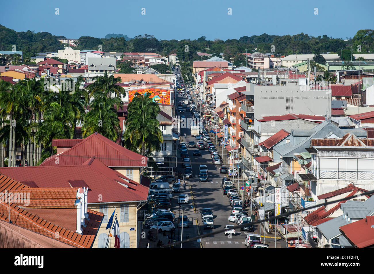 Vista su Cayenne, Guiana francese, Dipartimento di Francia, Sud America Foto Stock