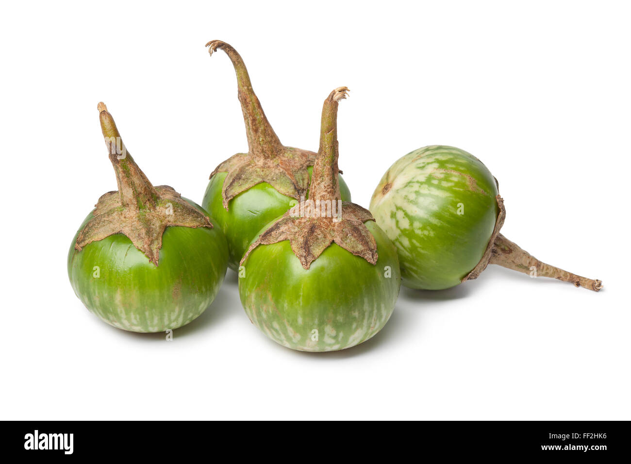 Tutta la Thai melanzane su sfondo bianco Foto Stock