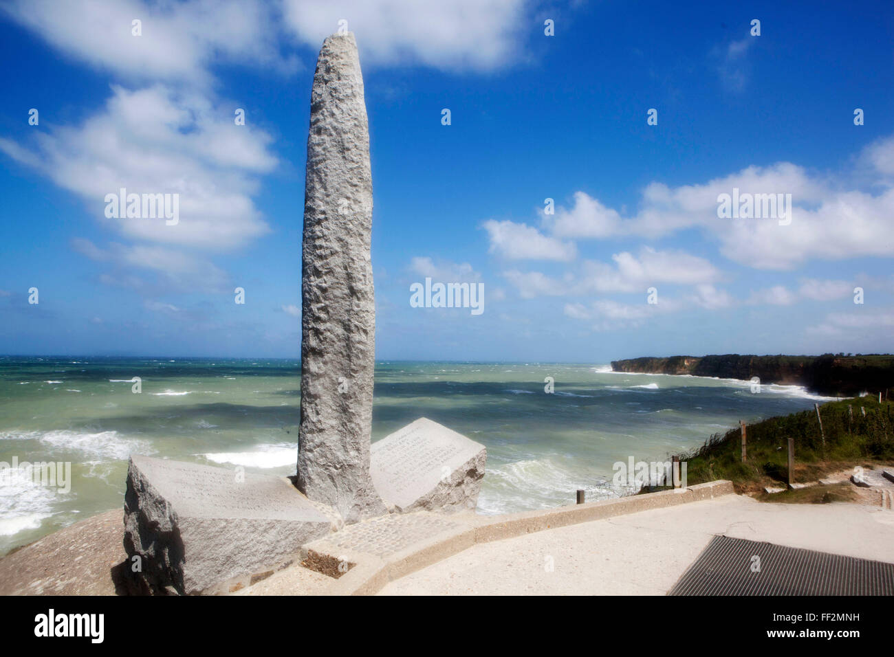 MemoriaRM monumento di Point du Hoc per D-Day RMandings, in Normandia, Francia, Europa Foto Stock
