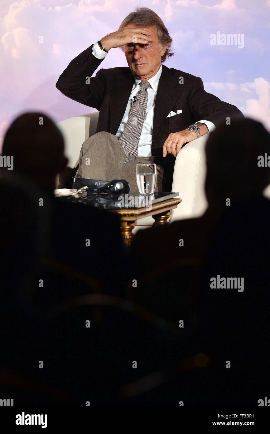 Luca Cordero di Montezemolo Presidente di Alitalia. Il presidente di Alitalia. Roma 20-01-2015 St. Regis Hotel Presentazione nuova un Foto Stock