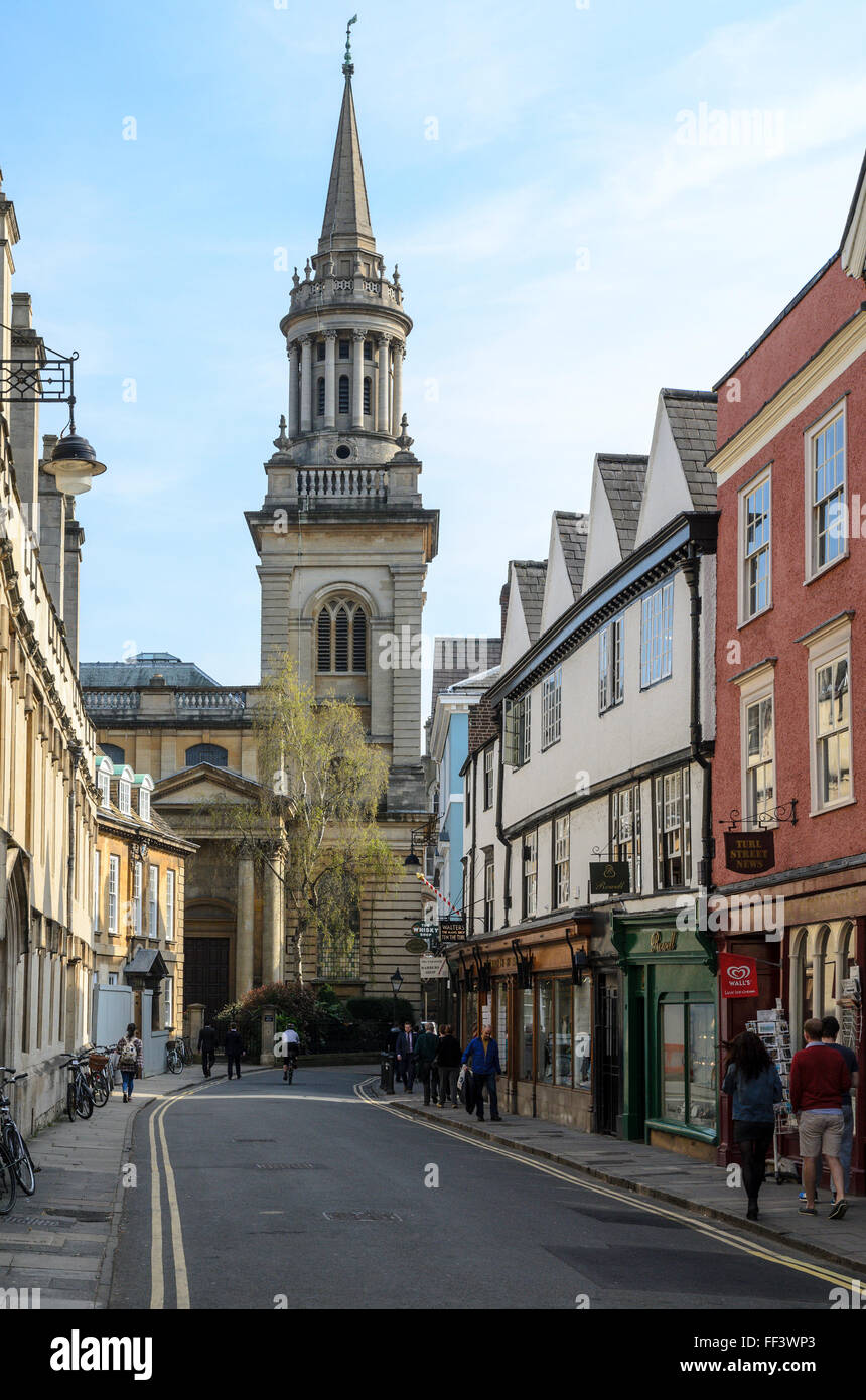 Historic Turl Street nel centro di Oxford, Oxfordshire, England, Regno Unito Foto Stock