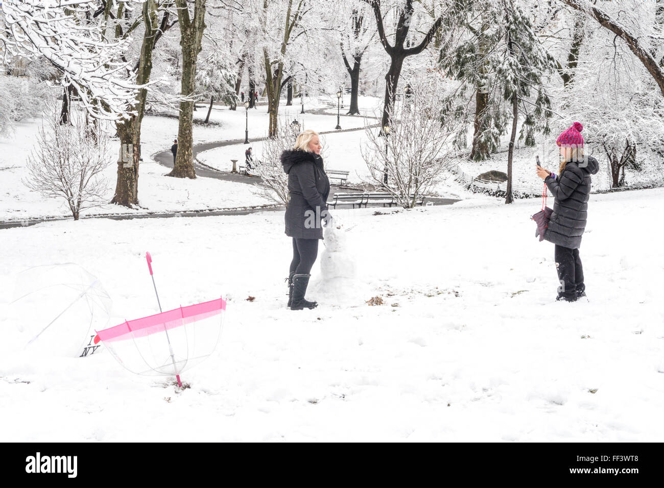 Neve a Central Park, New York, USA 2011 Foto Stock