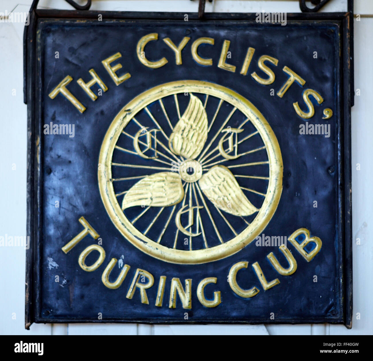 Ciclista touring club segno Foto Stock