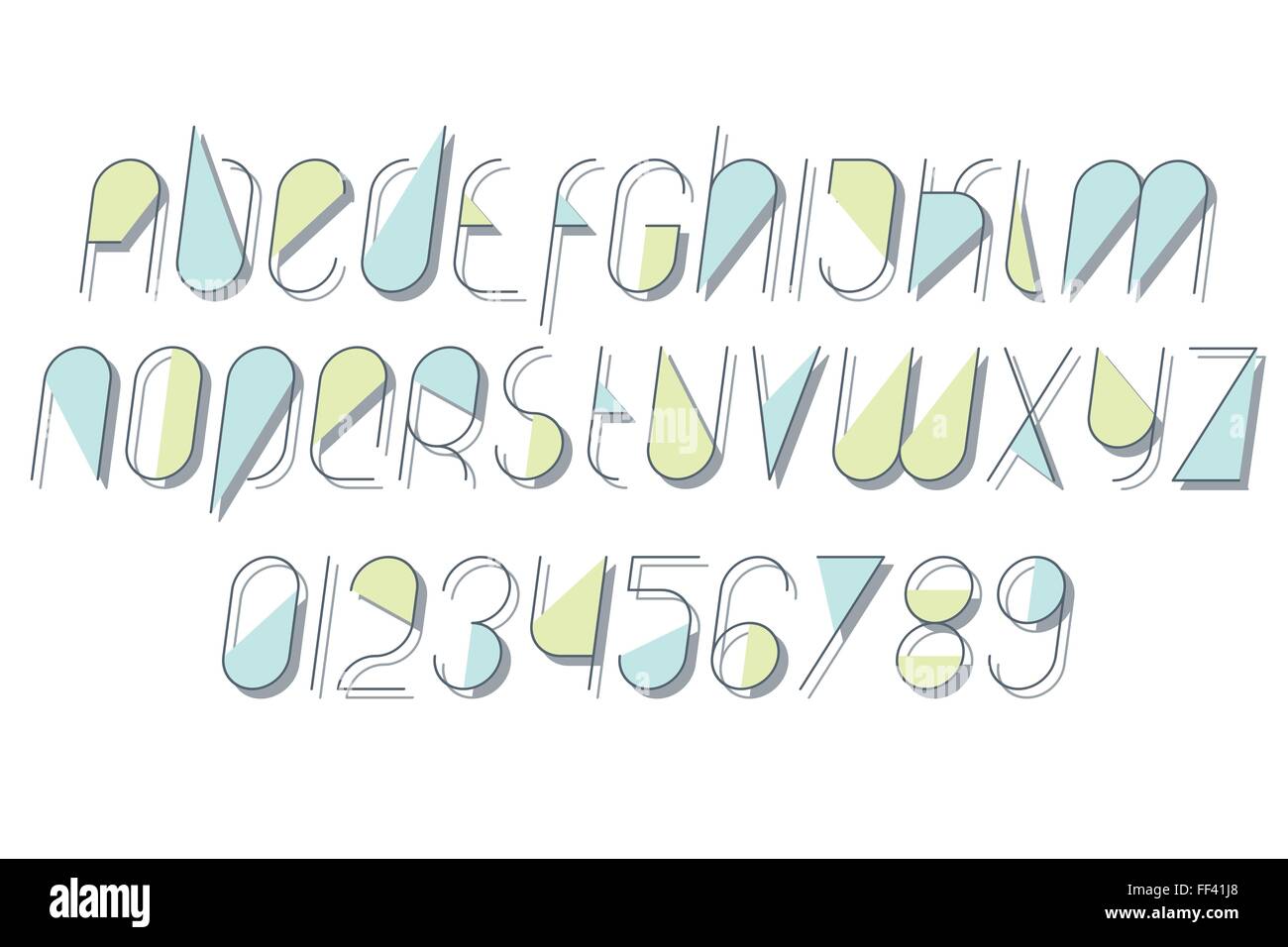 Set di elegante, isolato alfabeto lettere e numeri. vettore contemporaneo, font italic type design moderno di raccolta di caratteri Illustrazione Vettoriale