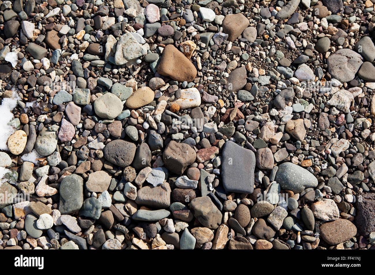 Primo piano della ghiaia, diversi colori, pietre Foto Stock