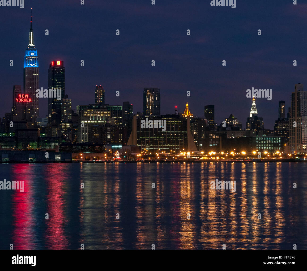 La città di new york notte Empire State building Foto Stock