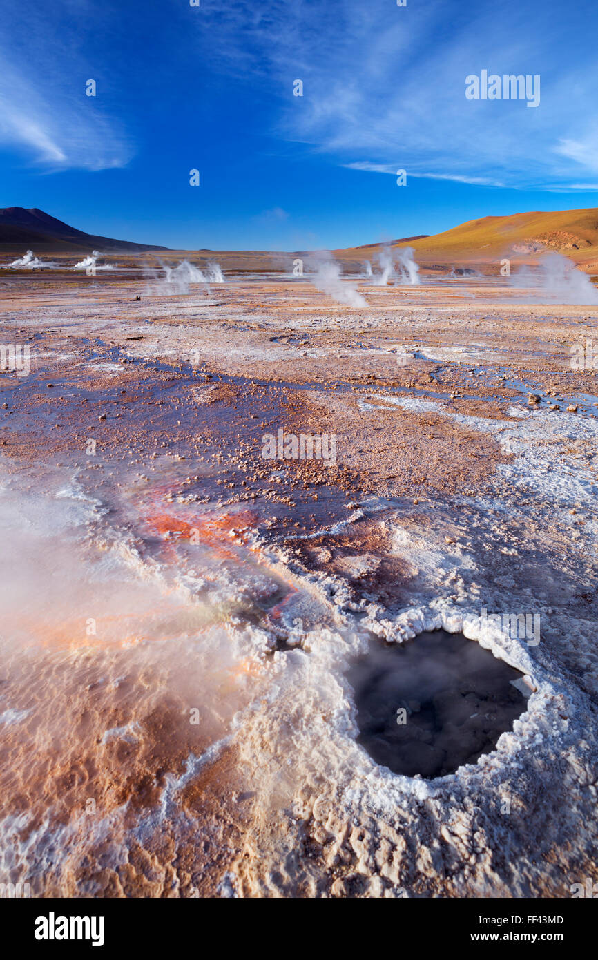 Il El Tatio geyser, in alto nel deserto di Atacama, Cile settentrionale. Foto Stock