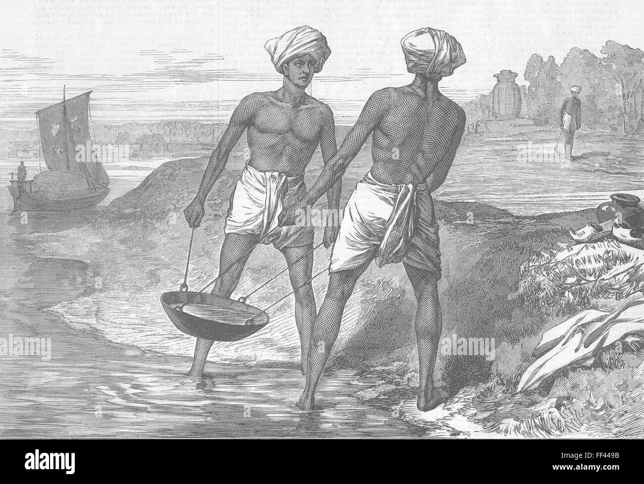 In India la carestia, Bengala modalità indiano di irrigazione 1874. Illustrated London News Foto Stock