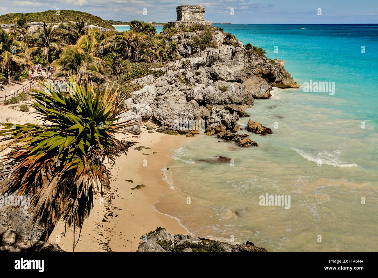 Spiaggia Vicino a dio dei venti tempio tulum messico Foto Stock